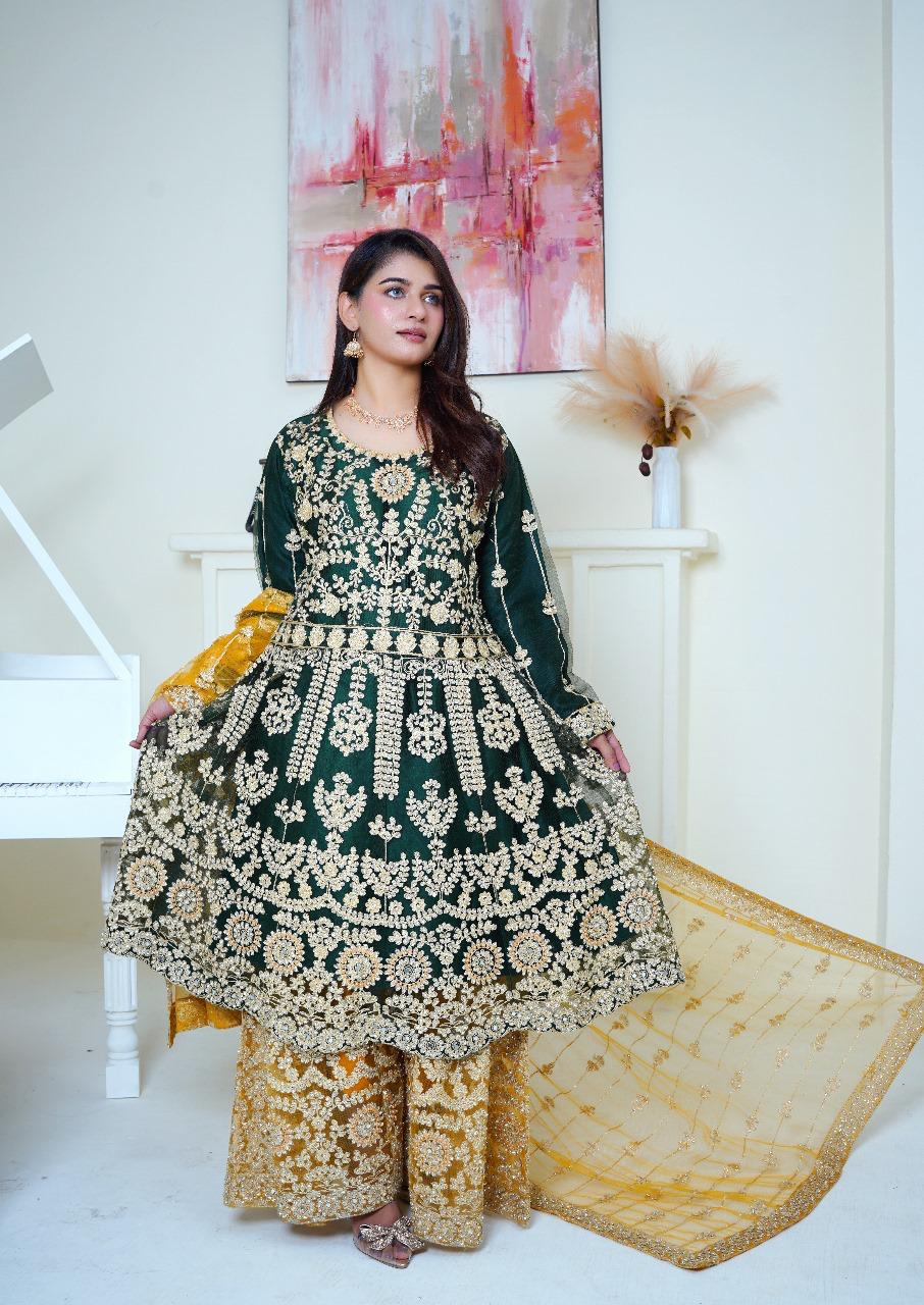 | P-29-1 |  Luxury Embroidered Net Froq with  Plaz..